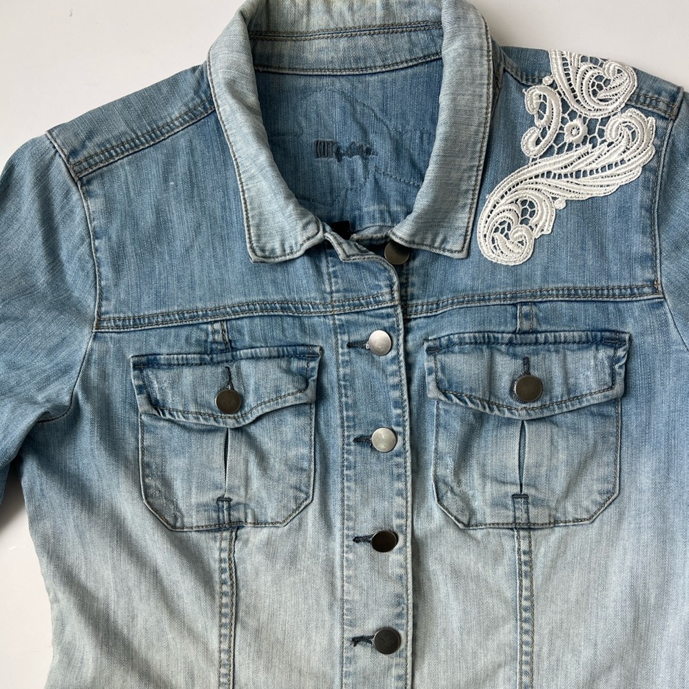 Kut from the Kloth Denim Jacket with Lace Detail - Picture 2 of 7